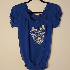 Teaberry embroidered chiffon top sz. 14